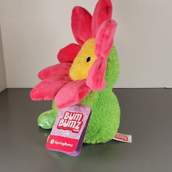 BumBumz SpringBumz Flower Plush 7" Jazwares Russ Stuffed Toy Pink Green Yellow - Picture 5 of 16